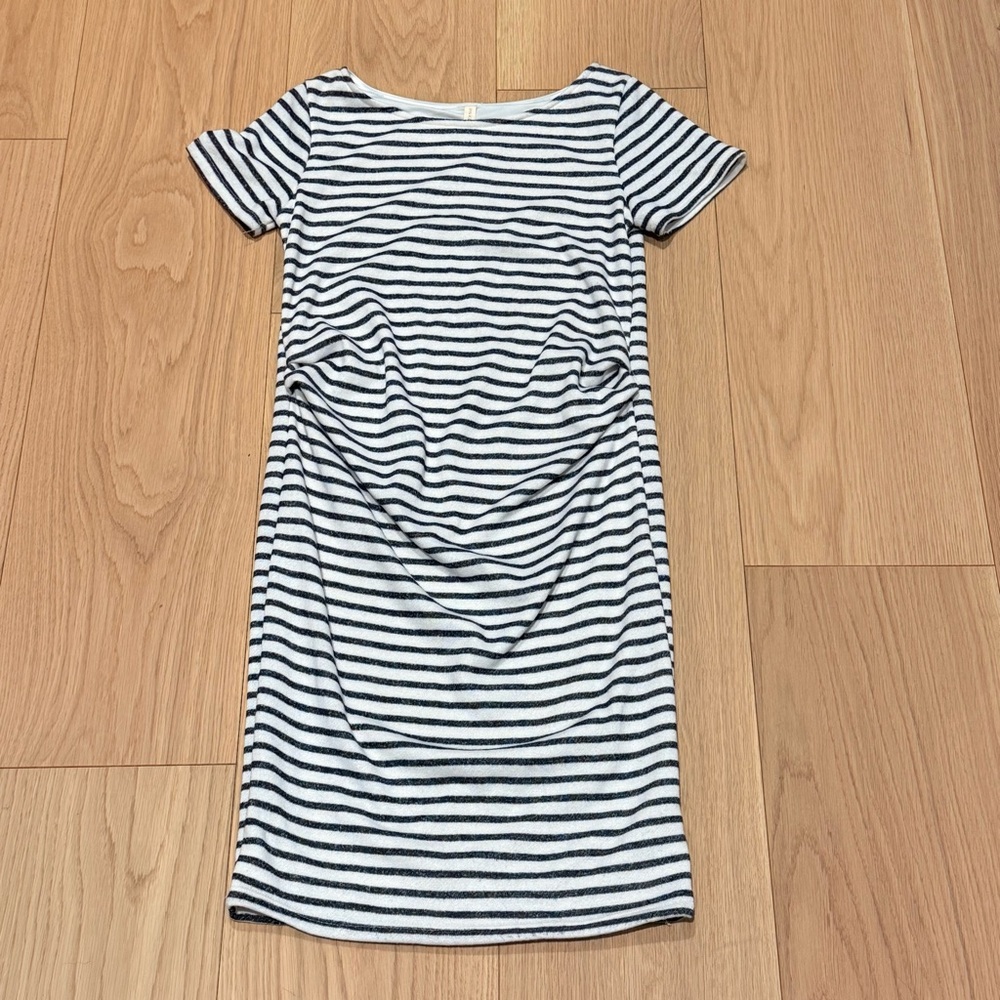 [Pinkblush] Black and White Striped Midi Dress - S